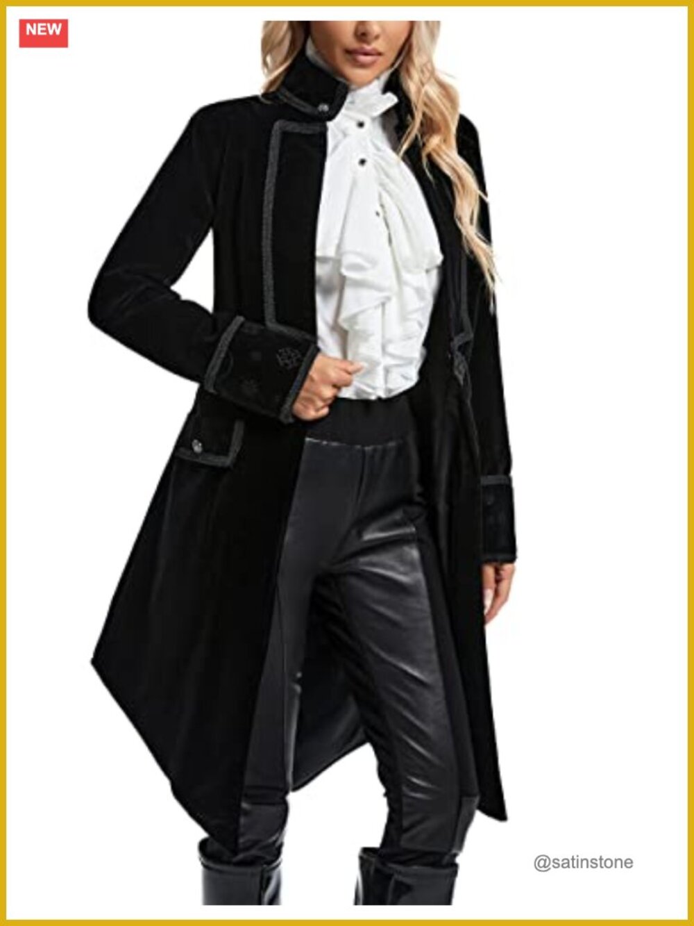 Victorian Gothic Velvet Tailcoat Steampunk Long Coat Lace Trim